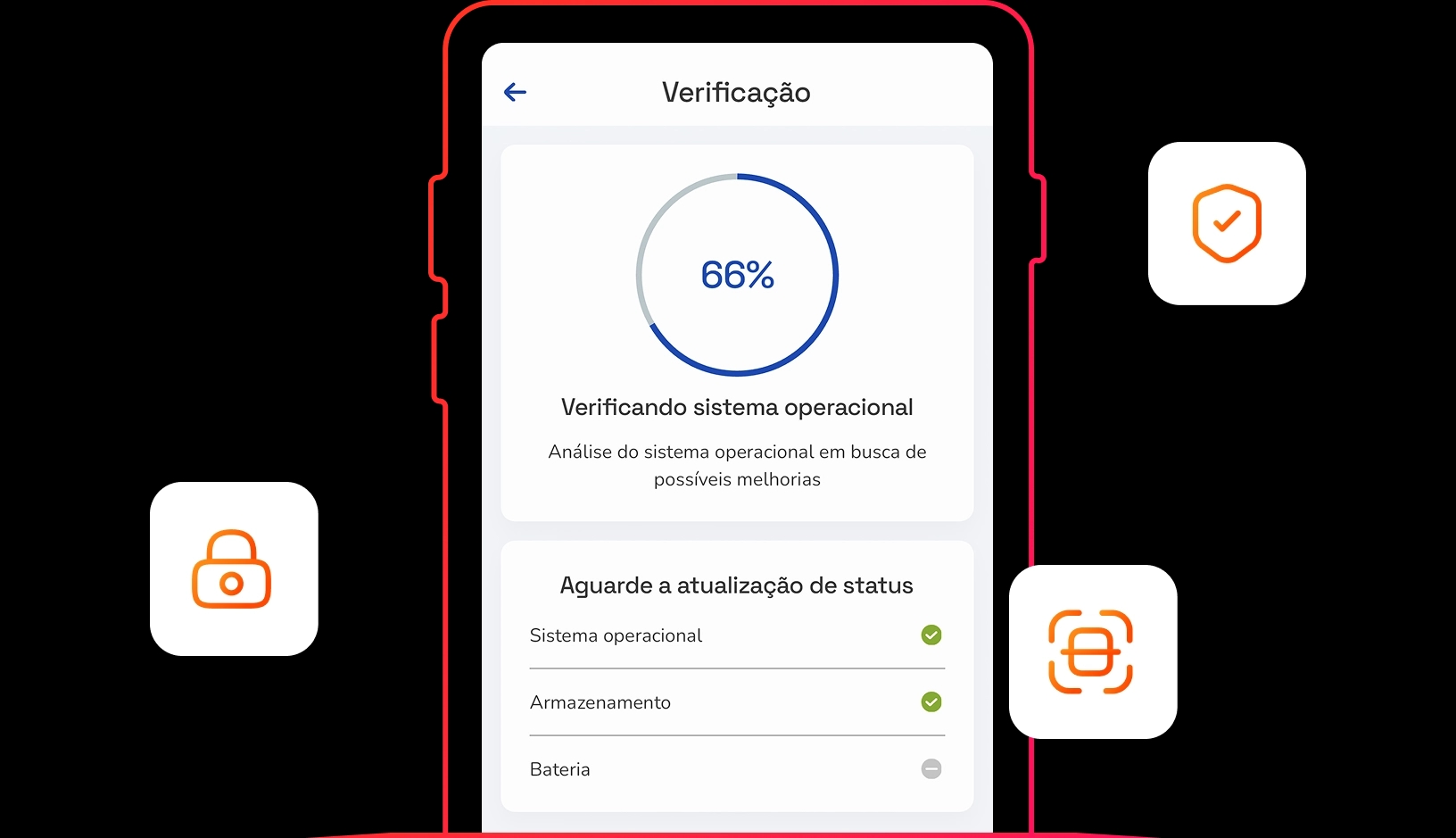 Imagem de um celular exibindo o aplicativo EXA em ação, demonstrando sua operação e recursos.