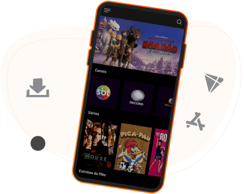 ilustração de um celular com a imagem do aplicativo brisaplay