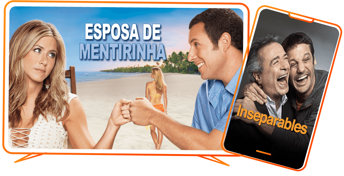 Ilustração de uma TV e um celular, ambos dispositivos compatíveis com o Brisaplay.