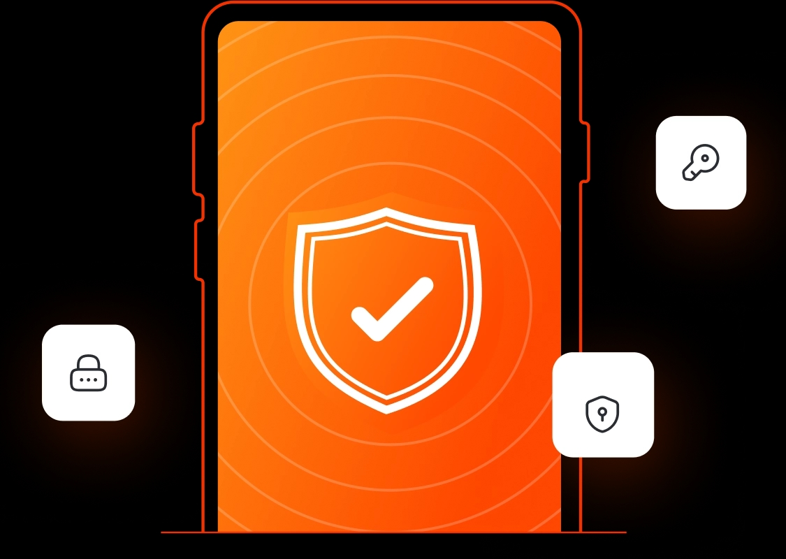 Imagem de um celular com check de segurança